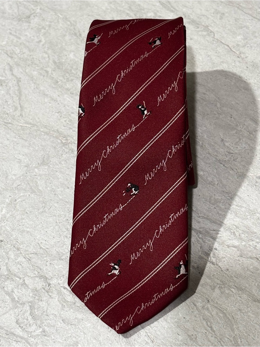 Vintage 80’s Avon Men's Burgundy Holiday Script Silk Tie